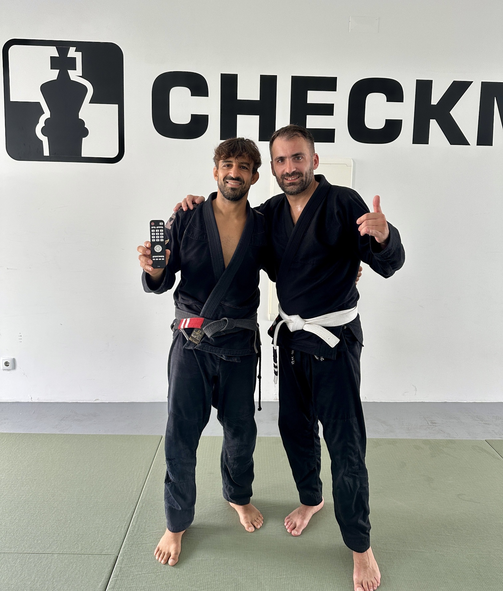 Rui with his training partner at Checkmat jiu-jitsu academy