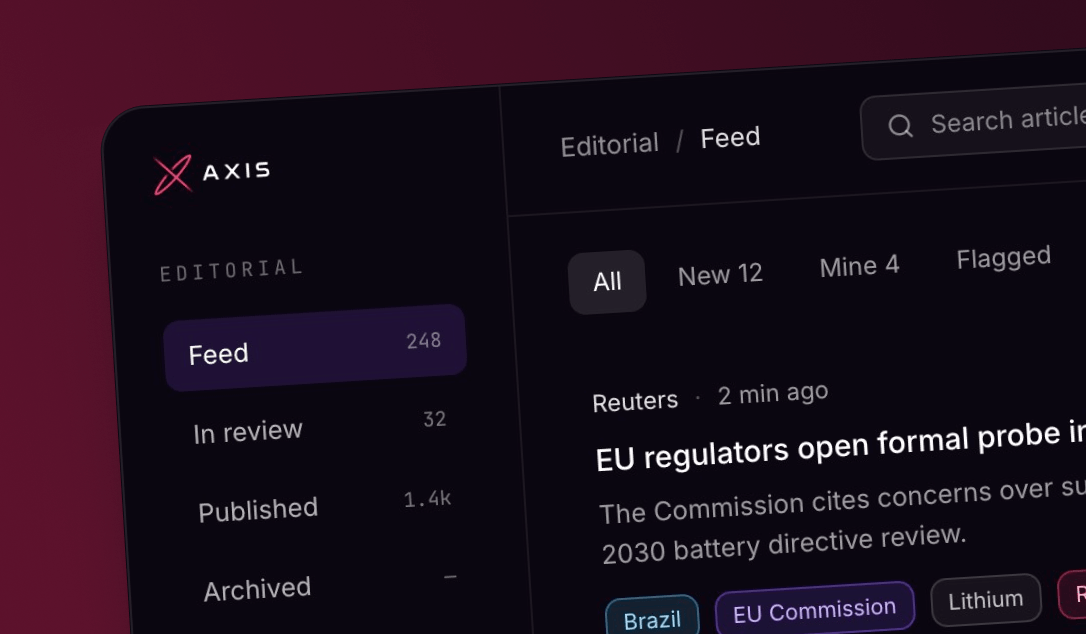 AXIS editorial back office UI