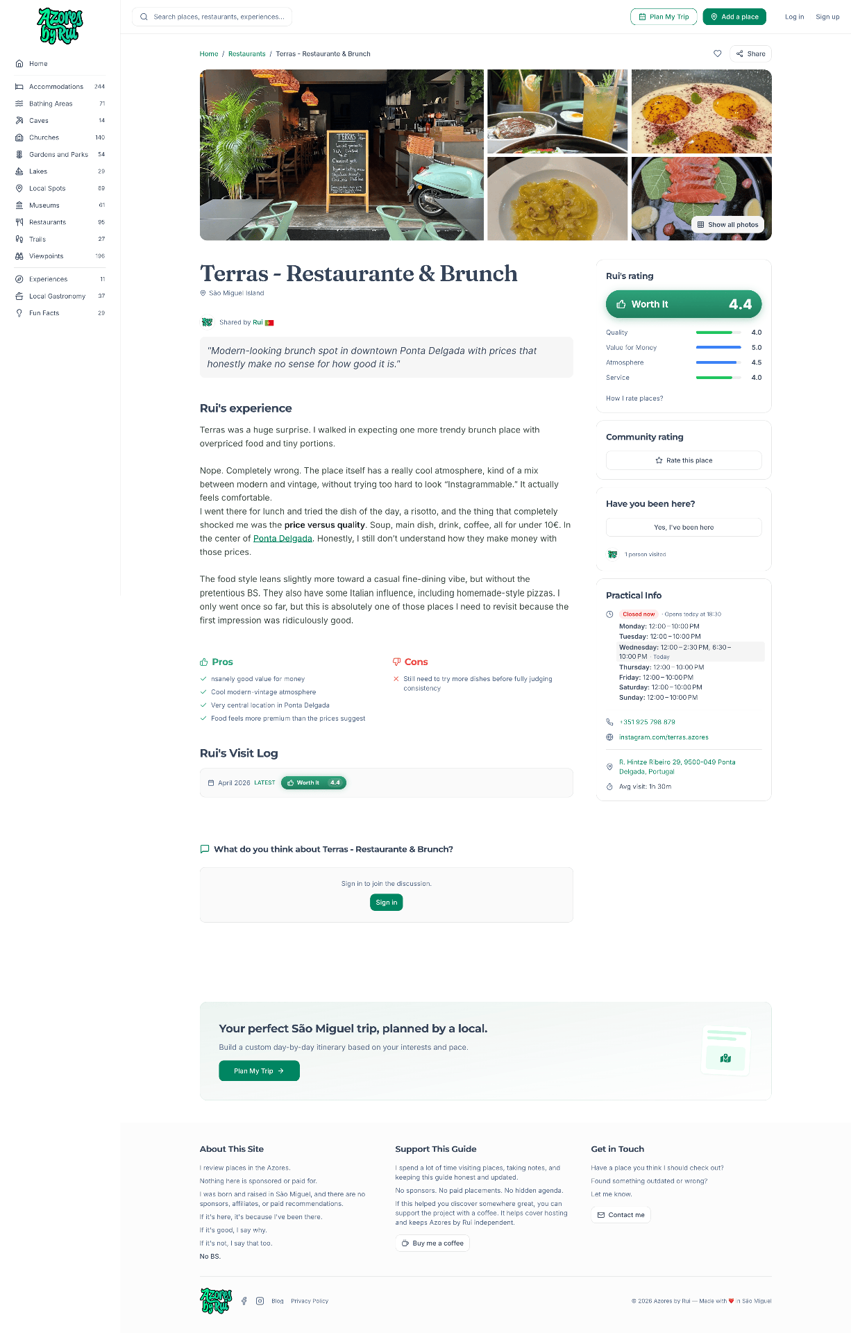 Place detail page