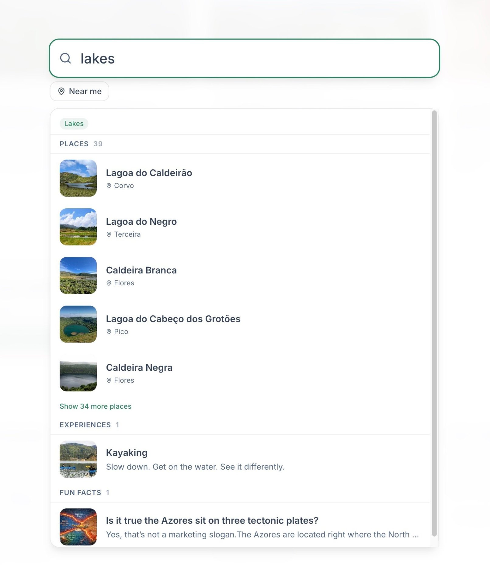 Global search results